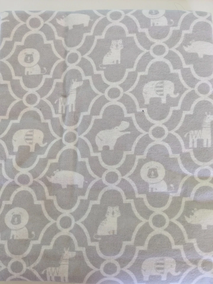 Joanne's Flannel Fabric Magic Moon  Gray w/ Elephants, Pigs Hippos 51"x 42" - Image 1 of 4