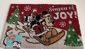 Disney Minnie Mouse Aristocats Sledding Christmas Season Coir Door Mat 18x28” - Picture 1 of 8