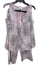 Character 2 PC Women's Sleeveless Pajama Set Leopard Print Cotton Blend Size M