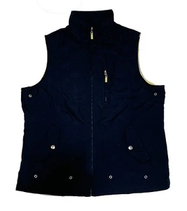 Jones New York, Dark Navy Blue Insulated Vest with Yellow Quilted Lining, size L - Picture 1 of 4