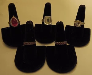 Lot Of 5 Sterling Silver 925 Rings All Size 8.25 Vintage - Picture 1 of 6