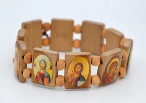 Armband 12 kleine Ikonen Holz браслет 12 икон дерево освящен 18x1,9x0,4 cm - Bild 1 von 2