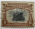 SCOTT 296 1901 4 CENT AUTOMOBILE-PAN AMERICAN ISSUE-RED BROWN & BLACK-M/H/OG-#98
