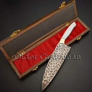 12" EXQUISITE ENGRAVED DAMASCUS FEATHER PATTREN, EXOTIC WOODEN BOX O-211 - Picture 1 of 8