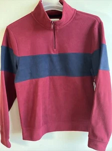 Old Navy Men's 1/4 Zip Maroon Striped Size Medium Sweatshirt Jacket Long Sleeve  - Picture 1 of 12