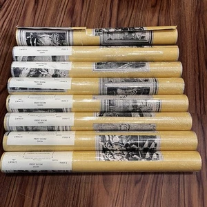 Lewis & Wood England 'Print Room Dijon' New SameBatch 8 Rolls Wallpaper VTG READ - Picture 1 of 17