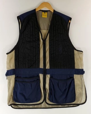 Browning Shooting Vest Skeet Clay Pigeon Blue Black Gold Mesh Mens XXL - Image 1 of 4