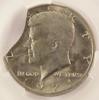 1971 50c Kennedy Half 15% Double Curved Clipped CACG MS63 - Image 1 of 4