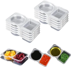 Double Compartment Condiment Container Reusable Snack Pack of 8, 8 - Picture 1 of 9