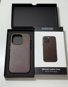 Sandmarc iPhone 16 Pro Minimal skórzane etui (brązowe) z MagSafe - Zdjęcie 1 z 5
