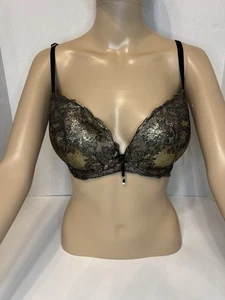Neu aus altem Lagerbestand Victoria's Secret Push-up-BH Metallic Gold und Schwarz 36C - Bild 1 von 5