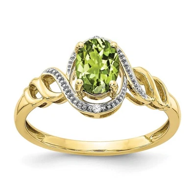 Anillo de peridoto y diamantes 10K 0,946 quilates Foto 1 de 4
