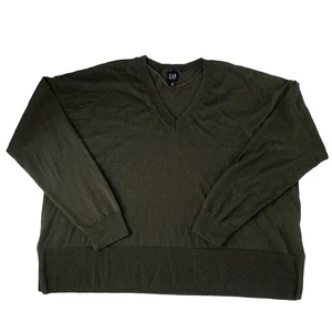 GAP Damen Pullover V-Ausschnitt geteilter Saum L/S Leinenmischung reif oliv Gr. XXL Tall - Bild 1 von 18