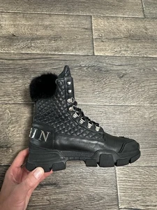 philipp plein schwarz leder fell damen stiefel gr 37 made in italy - Bild 1 von 9