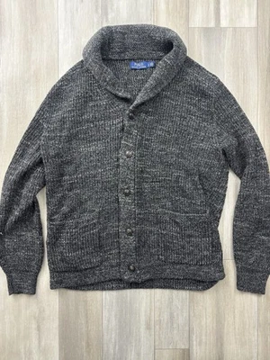 Polo Ralph Lauren Grueso Algodón Chal Cuello Suéter Cárdigan Carbón Talla Grande Foto 1 de 4