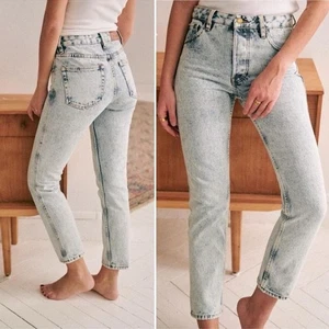 Pantalones de mezclilla cortos Sézane Le Brut sexy tiro alto pierna recta talla cintura 25/2 EE. UU. lavado claro - Imagen 1 de 16