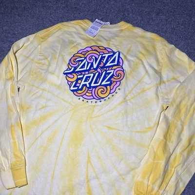 Camiseta De Colección Santa Cruz NHS Para Hombres Mediana Amarilla Tie Dye Monopatín Manga Larga Y2K Foto 1 de 4