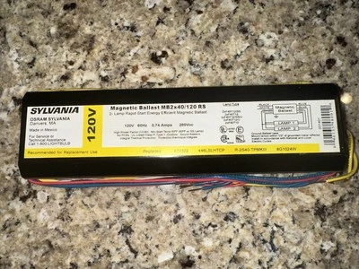 SYLVANIA Balastro Magnético MB2X40/120 RS 2 Lámpara BALASTO 120V 60Hz 0.74 Amperios NUEVO Foto 1 de 4