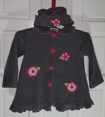 Pete's Partner Fancy Coat + Matching Hat w/ Floral Decor outerwear Girls Size 5 - Image 1 of 4