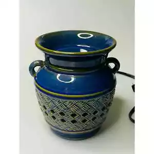 Partylite Blue Basket Weave Electric Candle Scent Plus Melts Candle Warmer - Picture 1 of 9