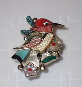 On Hold_ Hummingbird Zuni Inlay Ring signed sz 6.25 - Picture 1 of 4