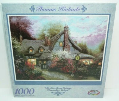 Sweetheart Cottage Jigsaw Puzzle 1000 Pieces Thomas Kinkade Thomashire Village - Image 1 of 3