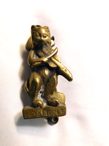 Vintage Cat & Fiddle Brass Door Knocker Cover