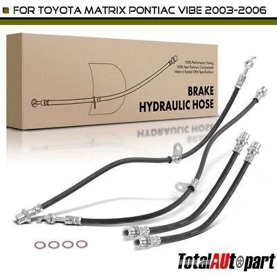 4x Brake Hydraulic Hose for Toyota Matrix  Pontiac Vibe 2003-2006 Front & Rear - Image 1 of 4