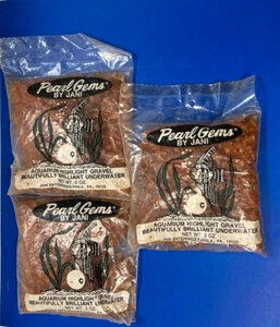 Vintage 3 NOS-Pearl Gems Fish Tank Orange Highlight 3oz gravel sealed bags - Picture 1 of 2