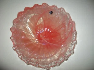 Große italienische Lavorazione Arte Murano Schale rosa irisierend manipuliert Schale 11,5" - Bild 1 von 9