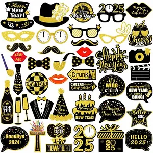 42Pcs New Years Eve Photo Booth Props 2025 Photo Booth Props New Year Photo B... - Picture 1 of 4