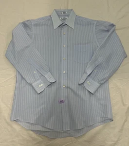 Vtg Sears Roebuck Co Shirt Mens 16 32/33 Blue Striped Dress Shirt ~Single Stitch - Picture 1 of 11