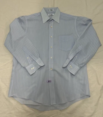Camisa de vestir de colección Sears Roebuck Co para hombre 16 32/33 azul a rayas ~ puntada única Foto 1 de 4