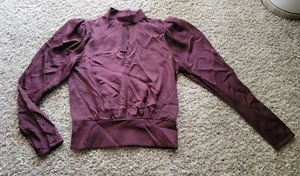 Frame Women's 100% Silk Key Hole Blouse Top Sz.XS Burgundy Red Bordeaux - Picture 1 of 17