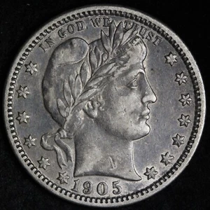 1905 Barber Silver Quarter CHOICE AU E303 AZLM - Picture 1 of 2