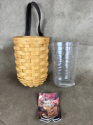 Longaberger 2001 Small Gatehouse 7" Hanging Basket~Leather Handle~Protector Cover