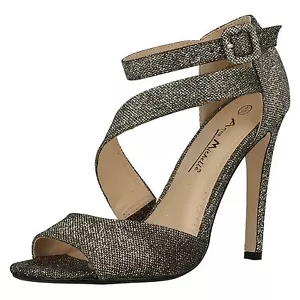 Anne Michelle F10409 Mujer Negro Brillante Estilete de Noche/Zapatos Fiesta - Imagen 1 de 8