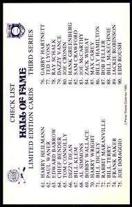 1980 PEREZ-STEELE HOF SERIES 1-15 CHECKLIST SERIES 3