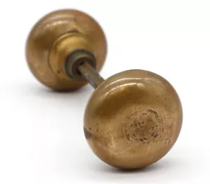 Pair of Vintage Round Patina Brass Passage Door Knobs - Picture 1 of 4