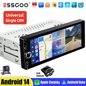 2+64G Android 14 Single 1 DIN Apple Carplay Car Stereo GPS IPS Screen +dash cam - Picture 1 of 14