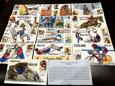 #3068 Atlanta Olympics Collins Hand-painted Complete set of 13 FDC  Superb!! - Image 1 of 4