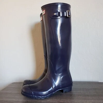 Hunter Original Botas de Lluvia Altas Goma Brillante Impermeables Púrpura Talla Para Mujer 7 Foto 1 de 4