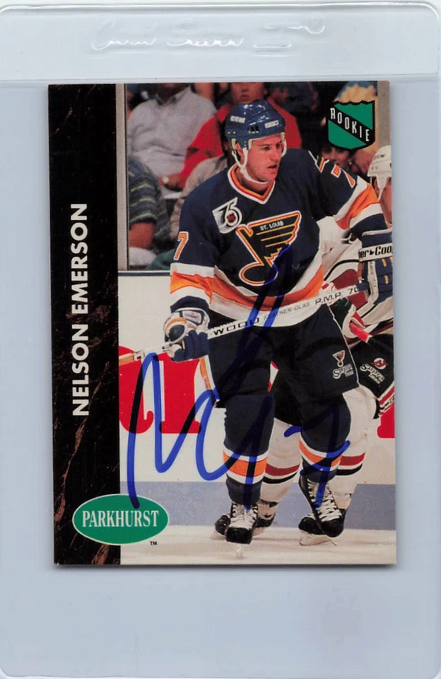 1991/92 Parkhurst #151 Nelson Emerson Blues Signed Auto *G618 - Image 1 of 1