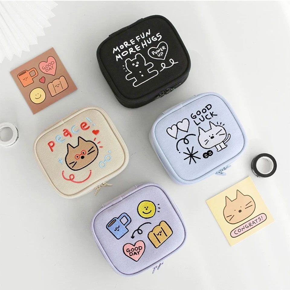 ICÓNICA Mini Bolsa de Maquillaje Bolsa de Cosméticos Coreana Organizador de Viaje con Lindo Bordado Foto 1 de 4