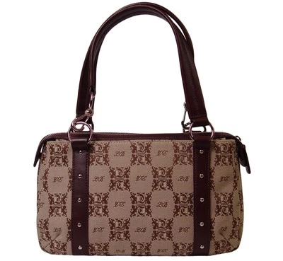 New Tempo by Leonello Borghi Signature Leather Trim Satchel Bag Handbag - Image 1 of 4