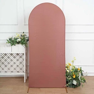6 ft TERRACOTTA Matte Fitted Spandex Round Top Arch Backdrop STAND COVER Party - Picture 1 of 8