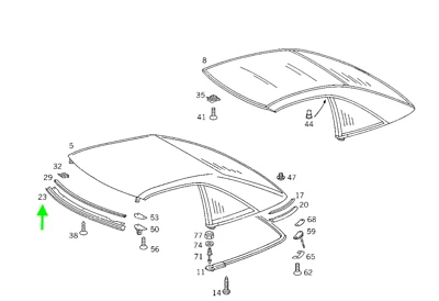 Mercedes-Benz Front Roof Panel Molding - 129-795-01-23 - For MBZ 300SL & More - Image 1 of 4