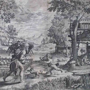 Johannes Sadeler Genesis Adam Eva mit Seth nach Maarten de Vos Kupferstich 16 Jh - Bild 1 von 4