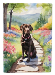 Chocolate Labrador Retriever Spring Path Flag Garden Size DAC6663GF - Picture 1 of 3