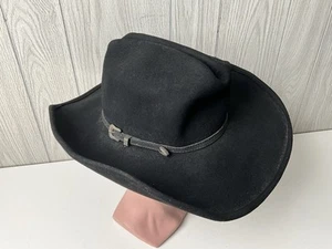 Justin Cowboy Hat by Milano Hat Co 100% Wool Black Size Small/Medium ~ 7 - Picture 1 of 11